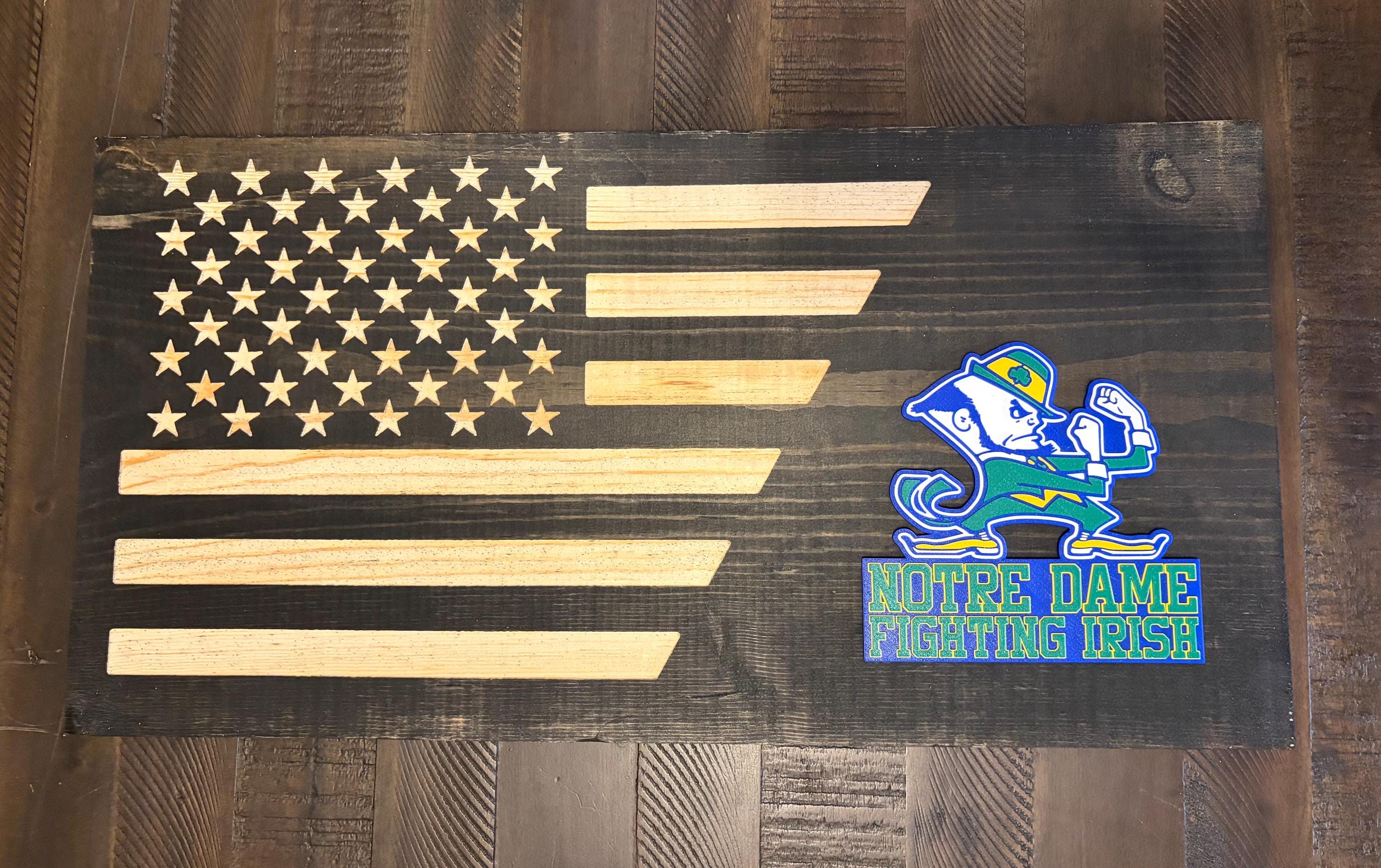 Notre Dame 3D Rustic Wooden Flag