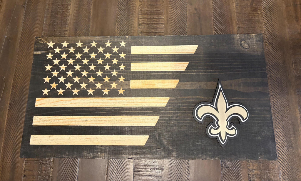 New Orleans Saints 3D Rustic Wooden Flag