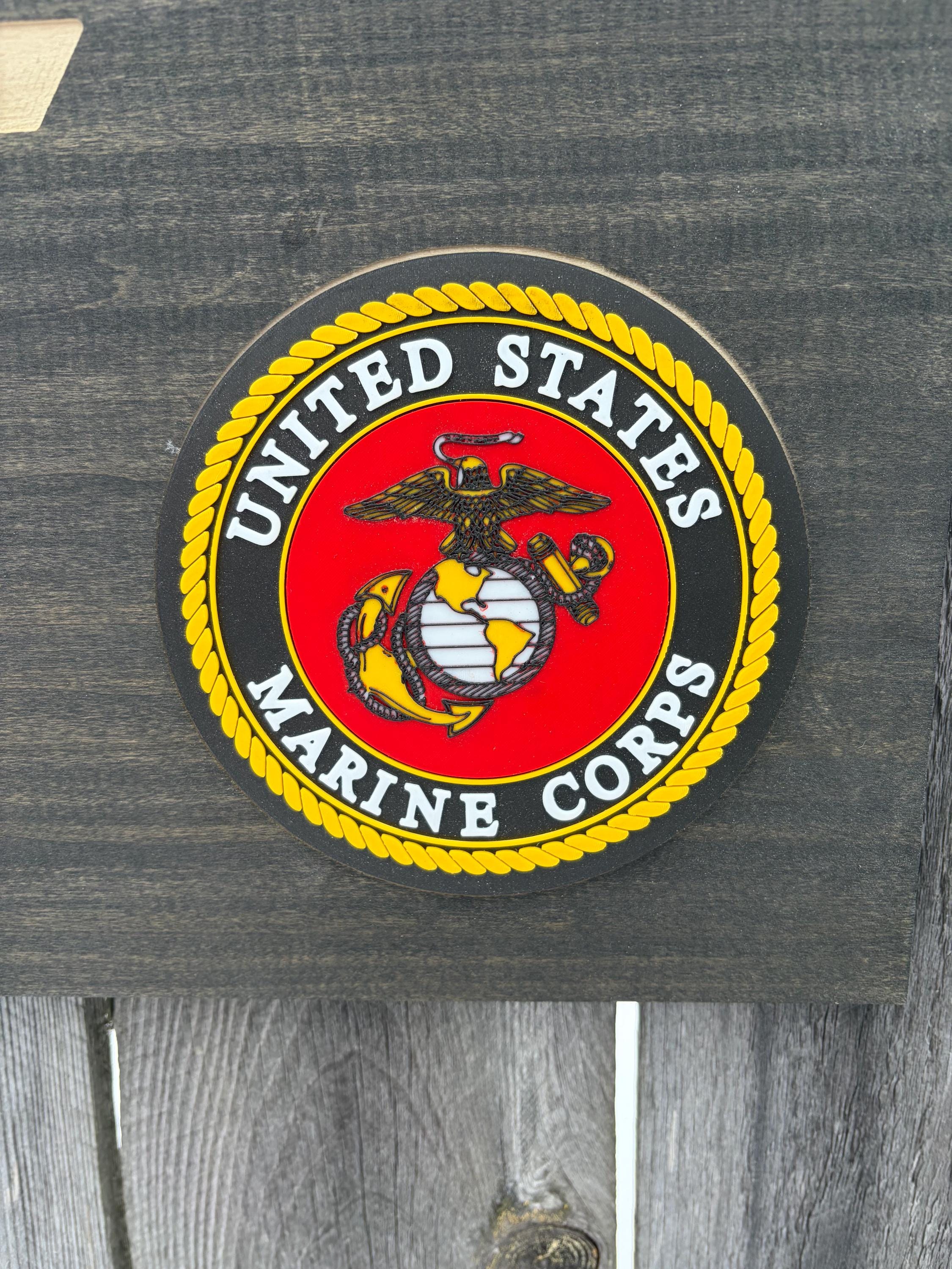 3D USMC EGA Wooden Flag