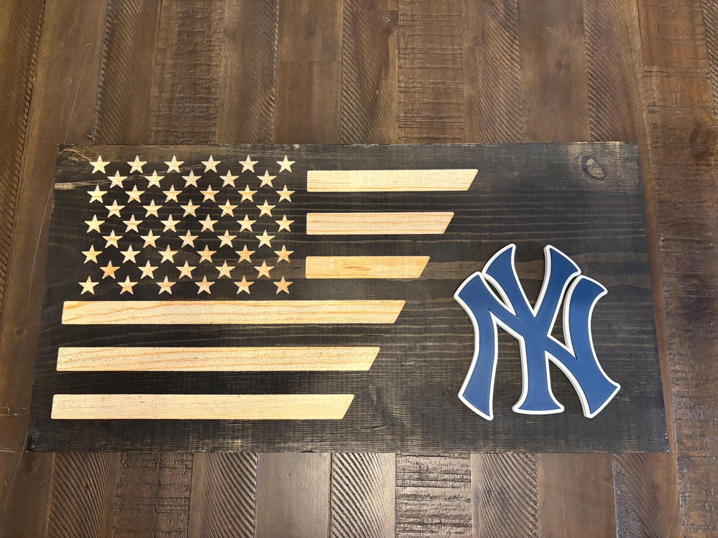 New York Yankees 3D Rustic Wooden Flag