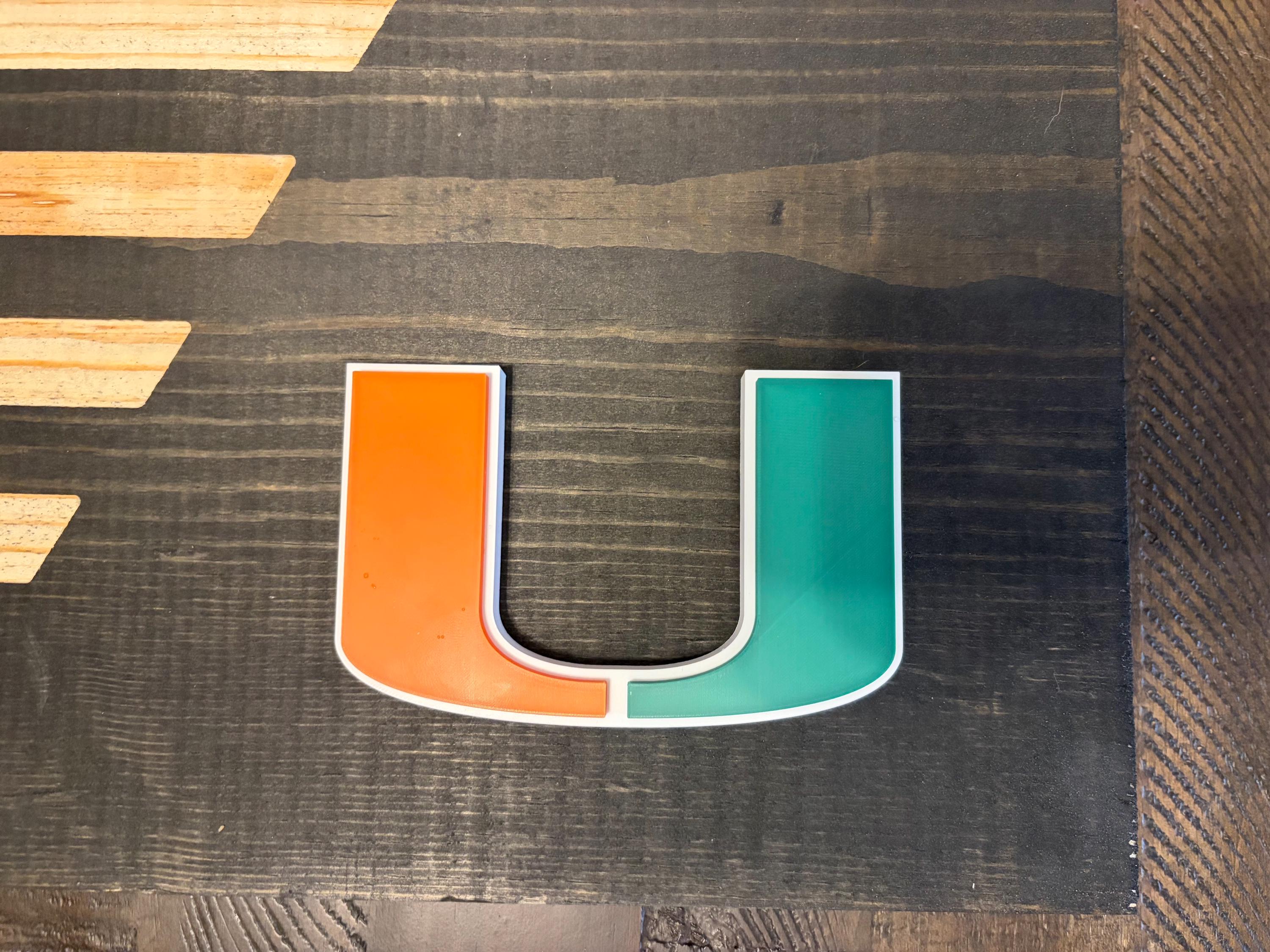 Miami Hurricanes 3D Rustic Wooden Flag