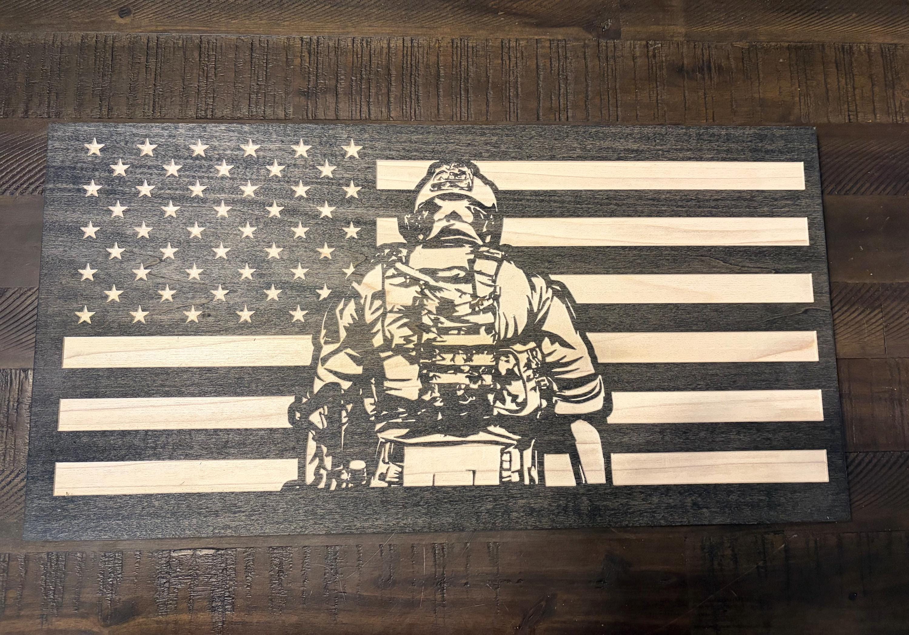 Soldier Rustic Wooden Flag