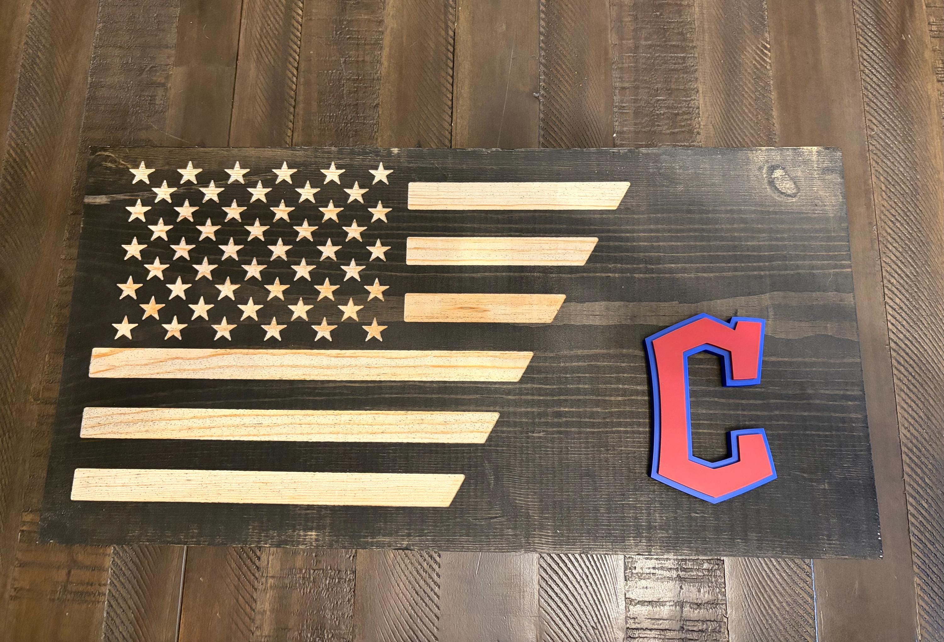 Cleveland Guardians 3D Rustic Wooden Flag