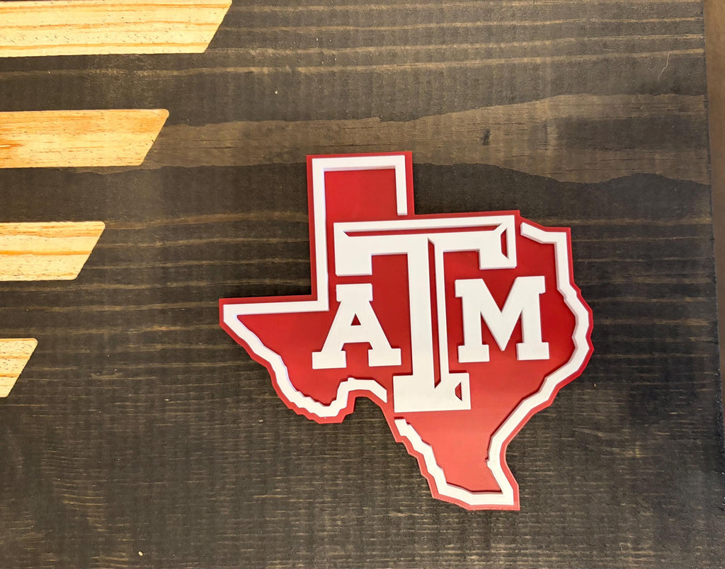 Texas A&M  3D Rustic Wooden Flag