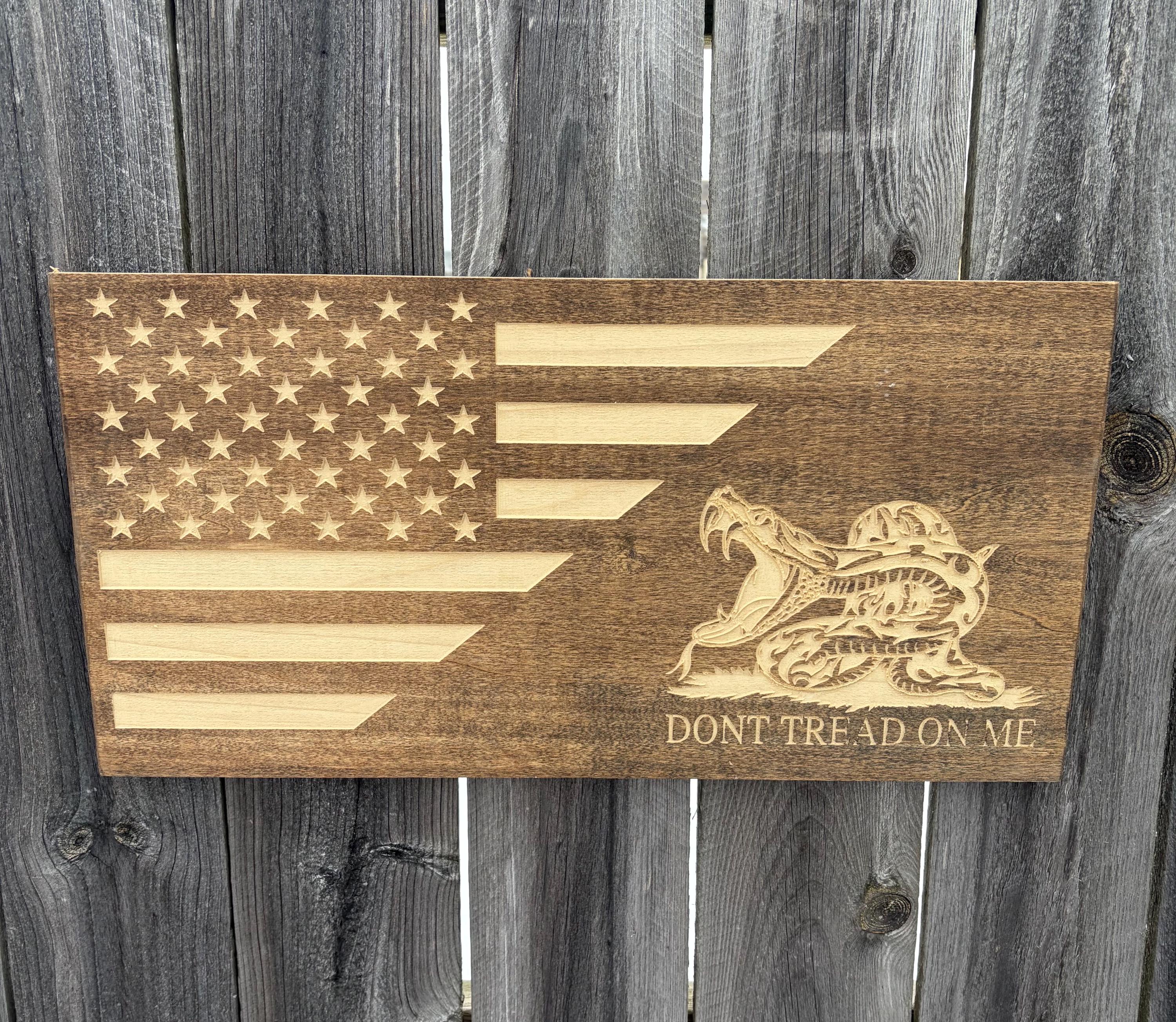 Don’t Tread on Me Rustic Wooden Flag