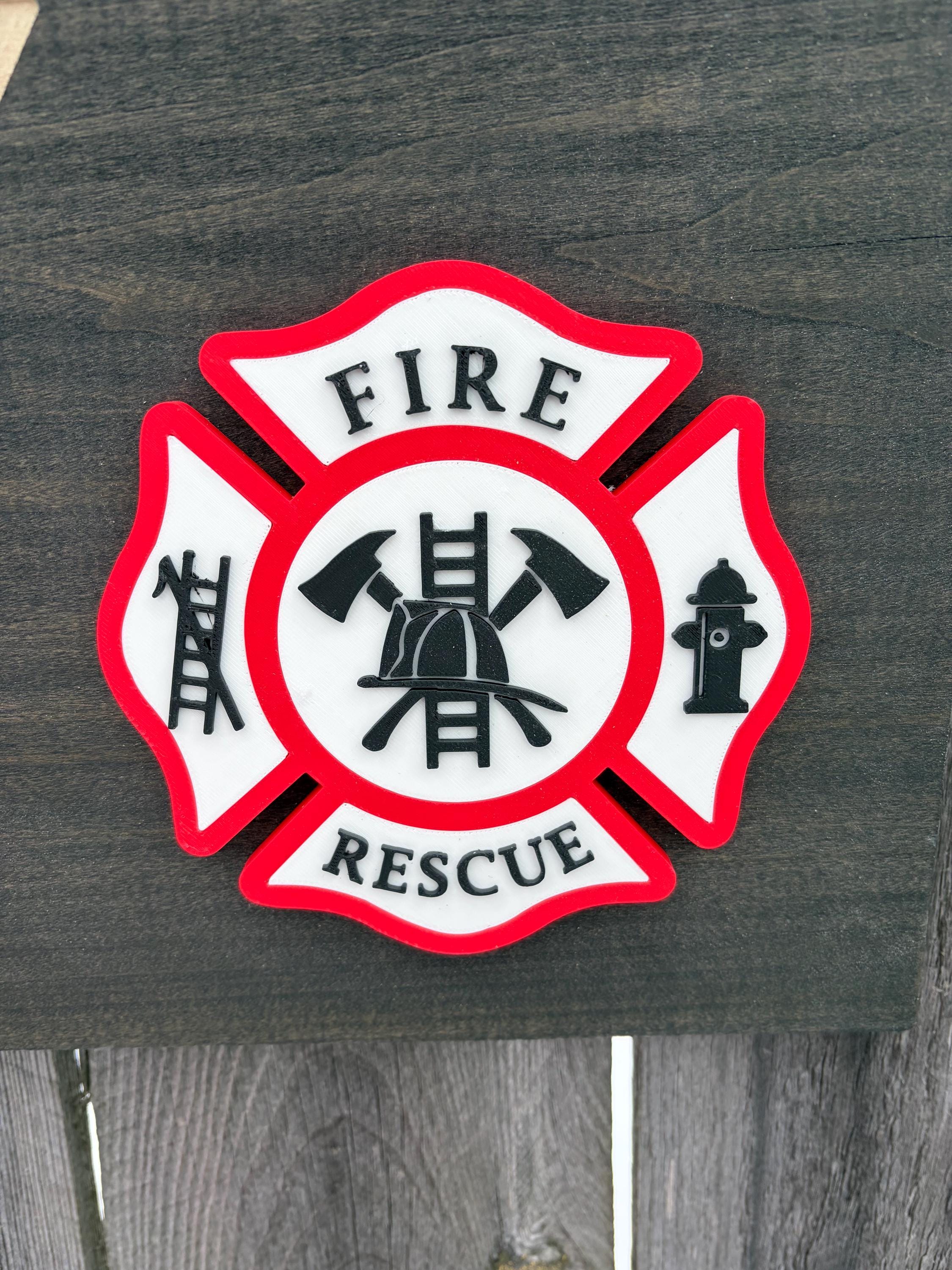 3D Firefighter Rustic Wooden Flag