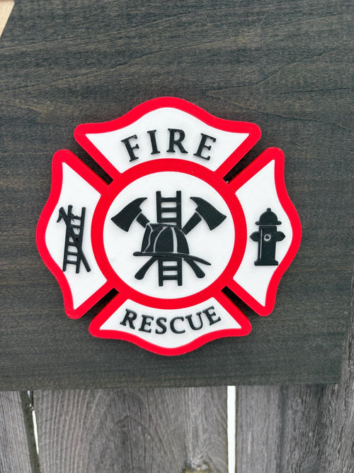 3D Firefighter Rustic Wooden Flag