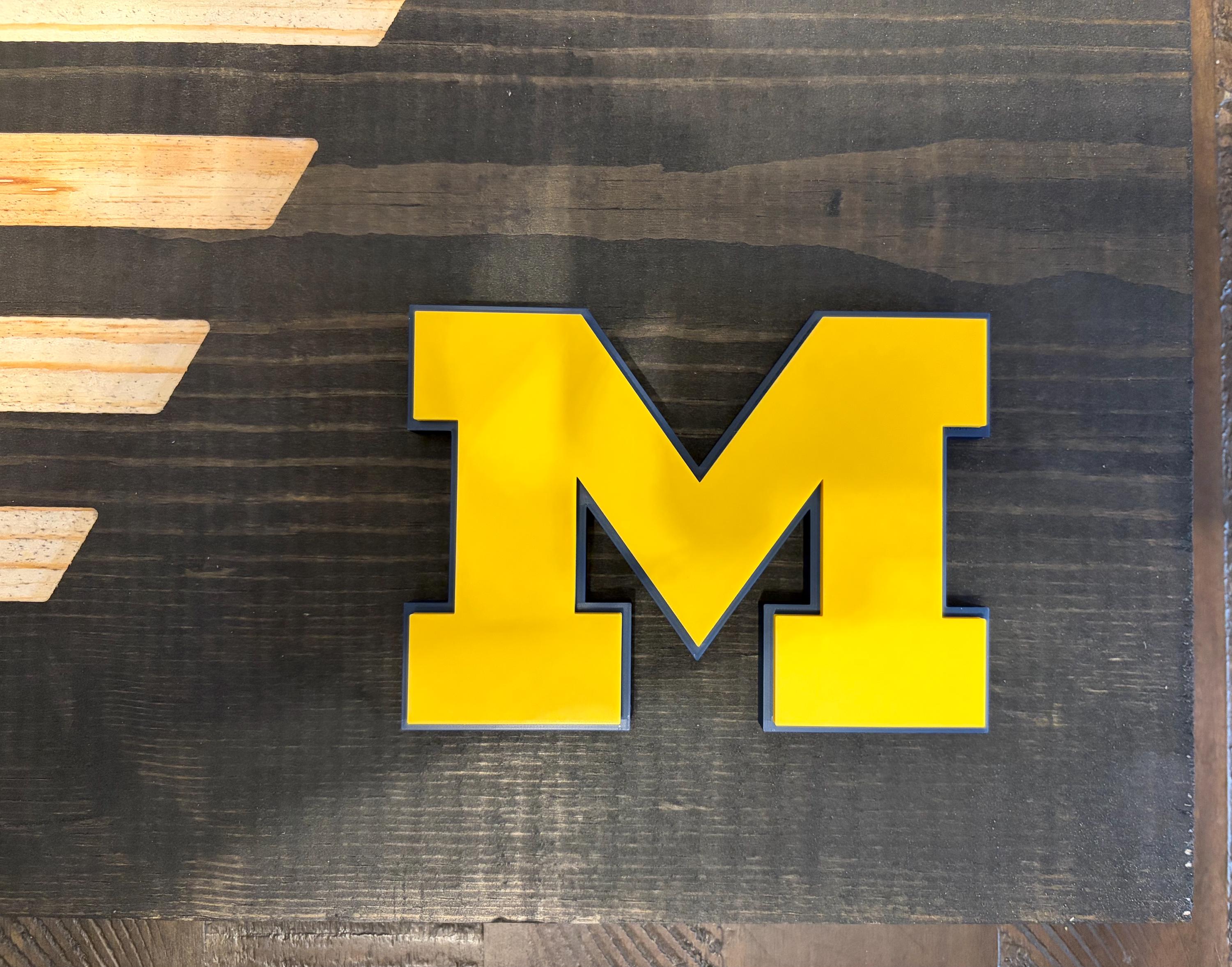 Michigan Wolverines  3D Rustic Wooden Flag