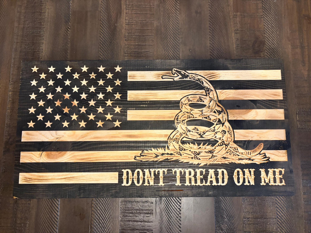 Don’t Tread on Me Rustic Wooden Flag