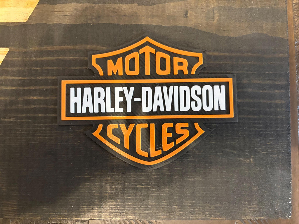 Harley Davidson 3D Rustic Wooden Flag
