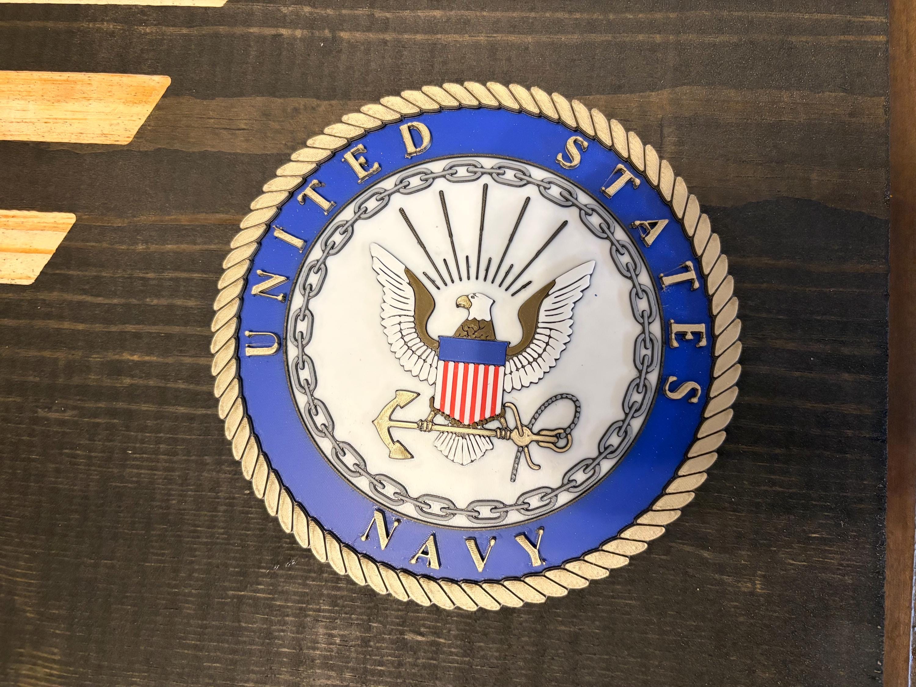 US Navy Veteran Wooden Flag