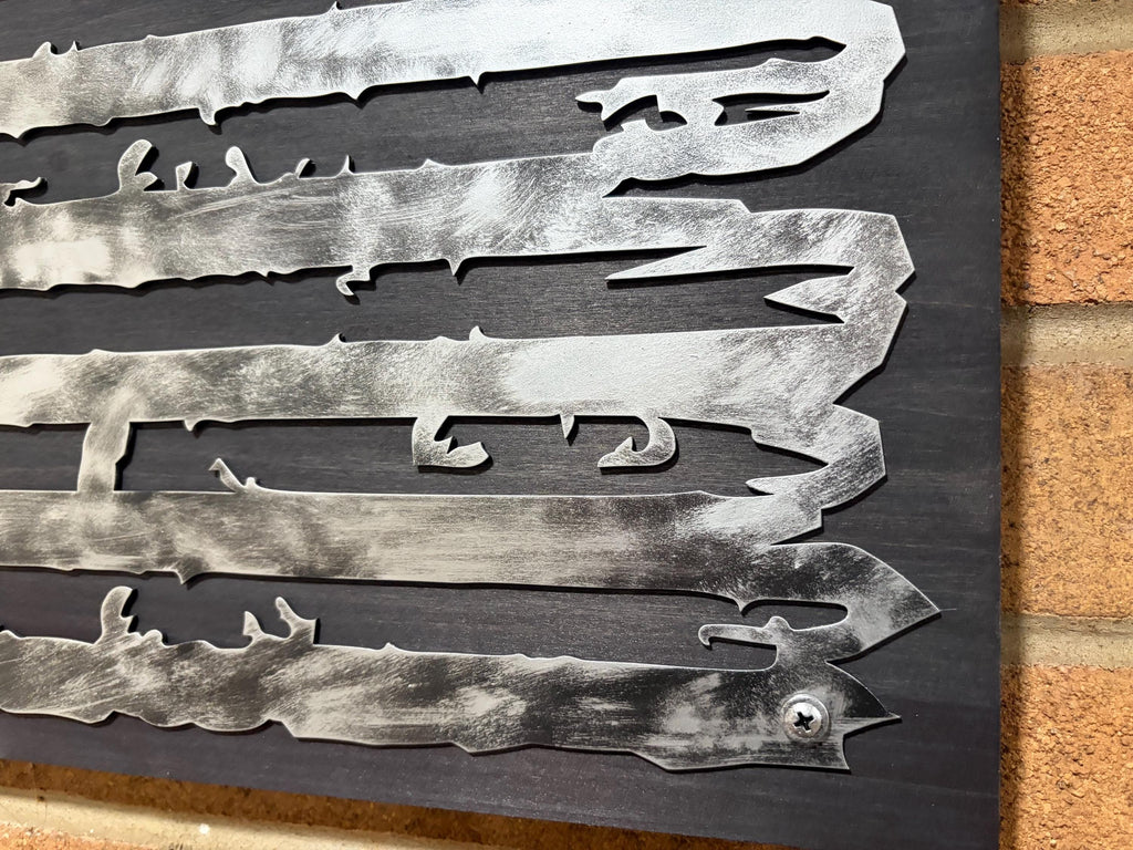 The Forged Line Distressed Steel American Flag Wall Art