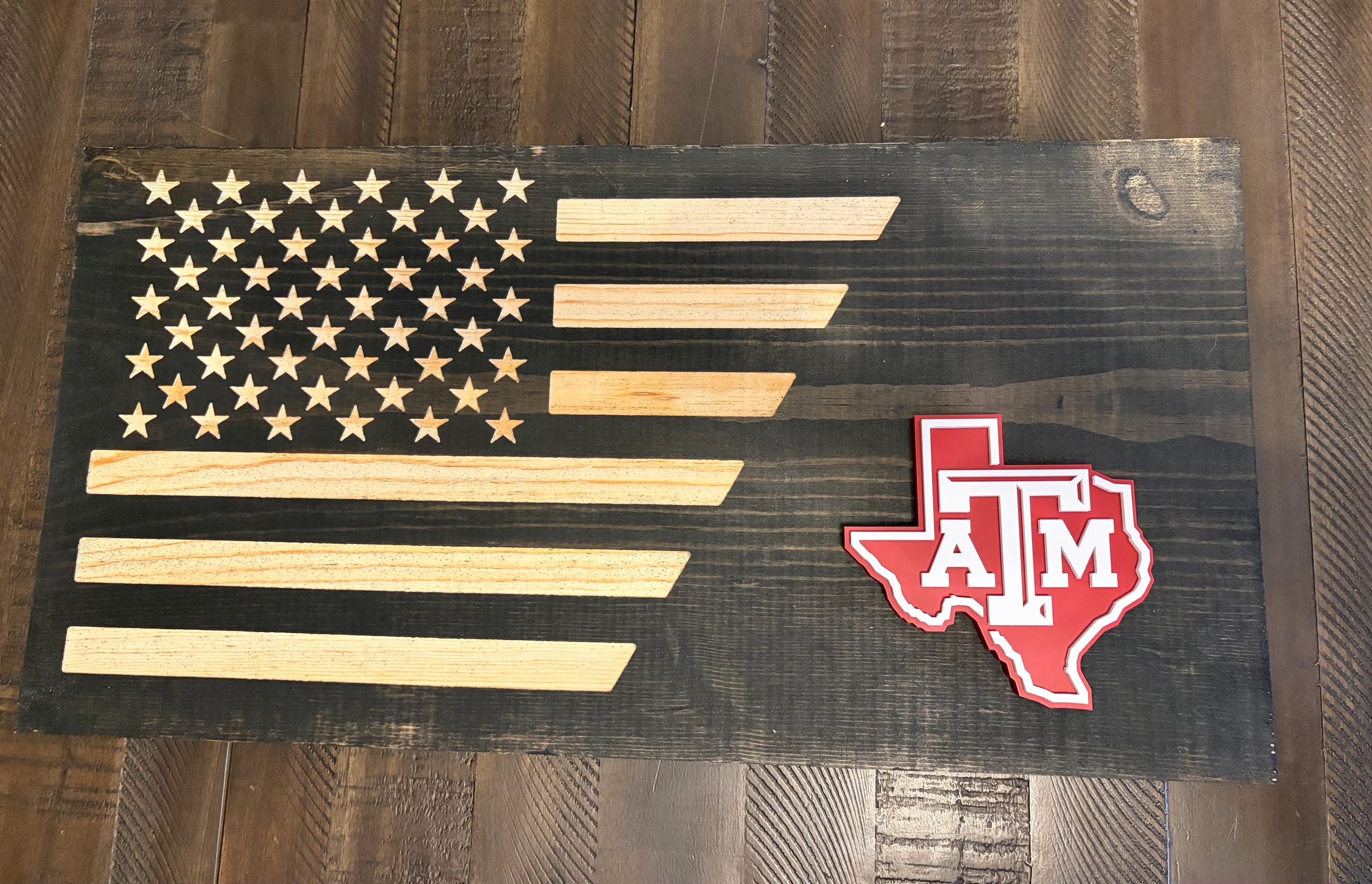Texas A&M  3D Rustic Wooden Flag