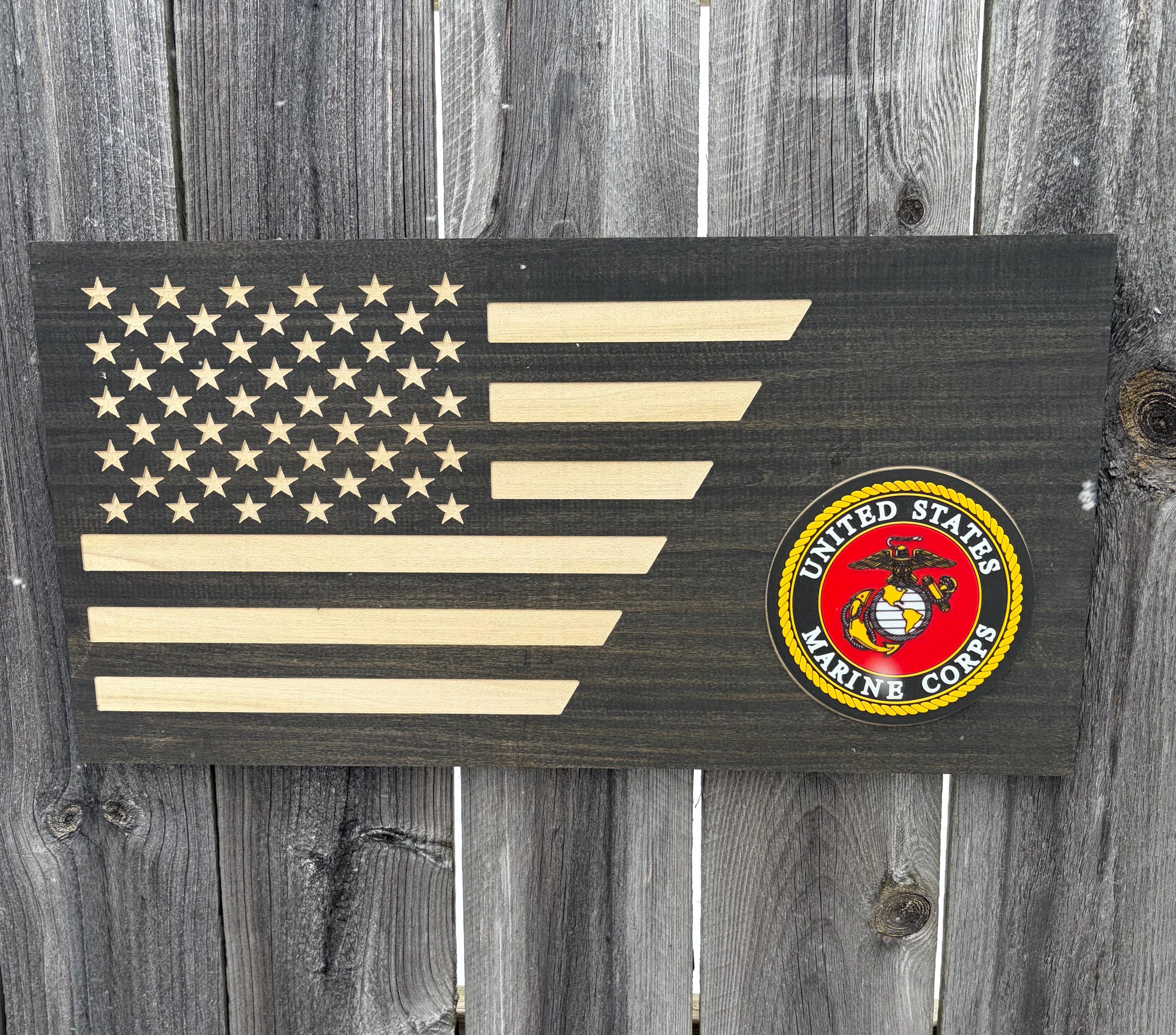 3D USMC EGA Wooden Flag