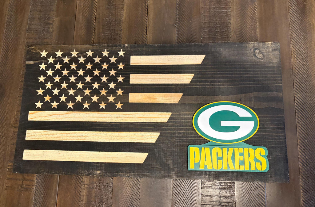 Green Bay Packers  3D Rustic Wooden Flag