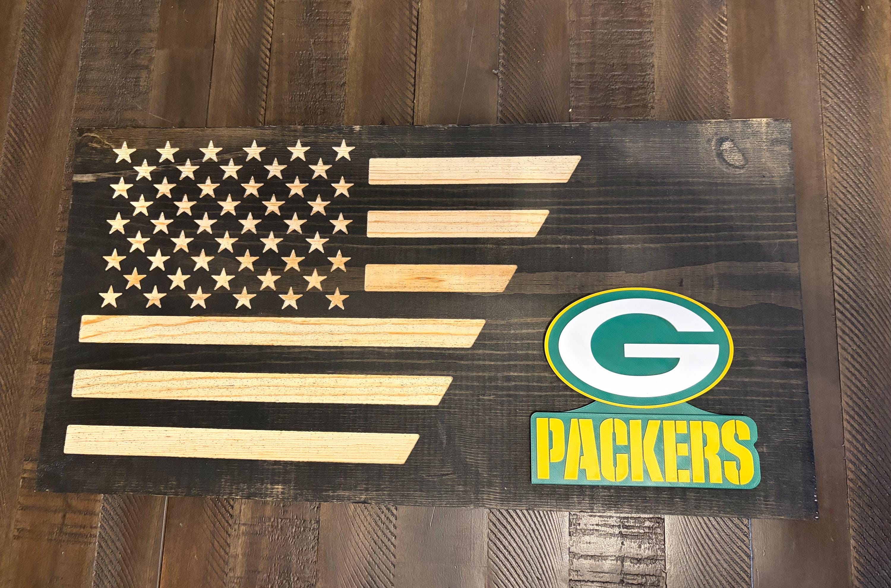 Green Bay Packers  3D Rustic Wooden Flag