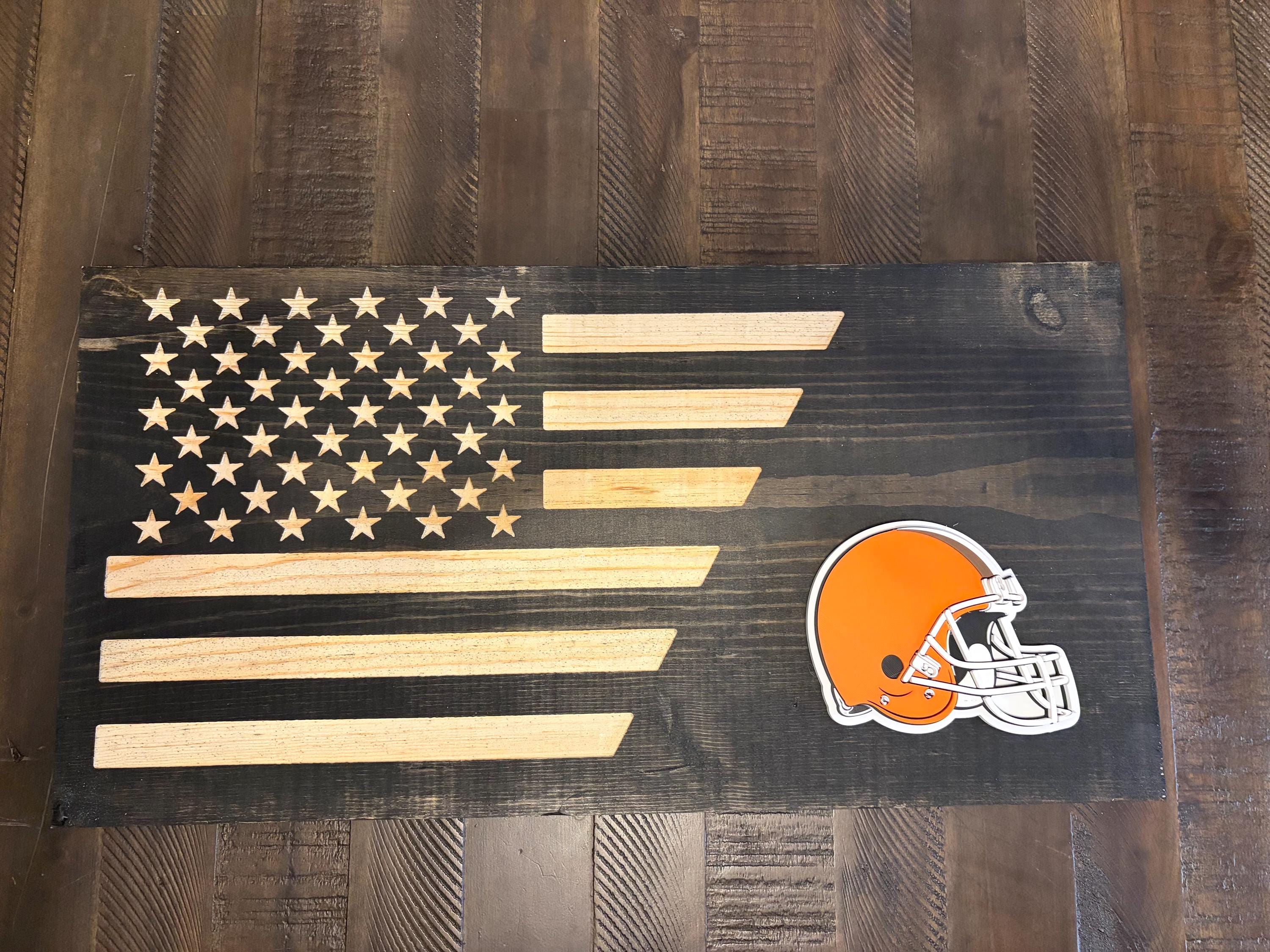 Cleveland Browns 3D Rustic Wooden Flag