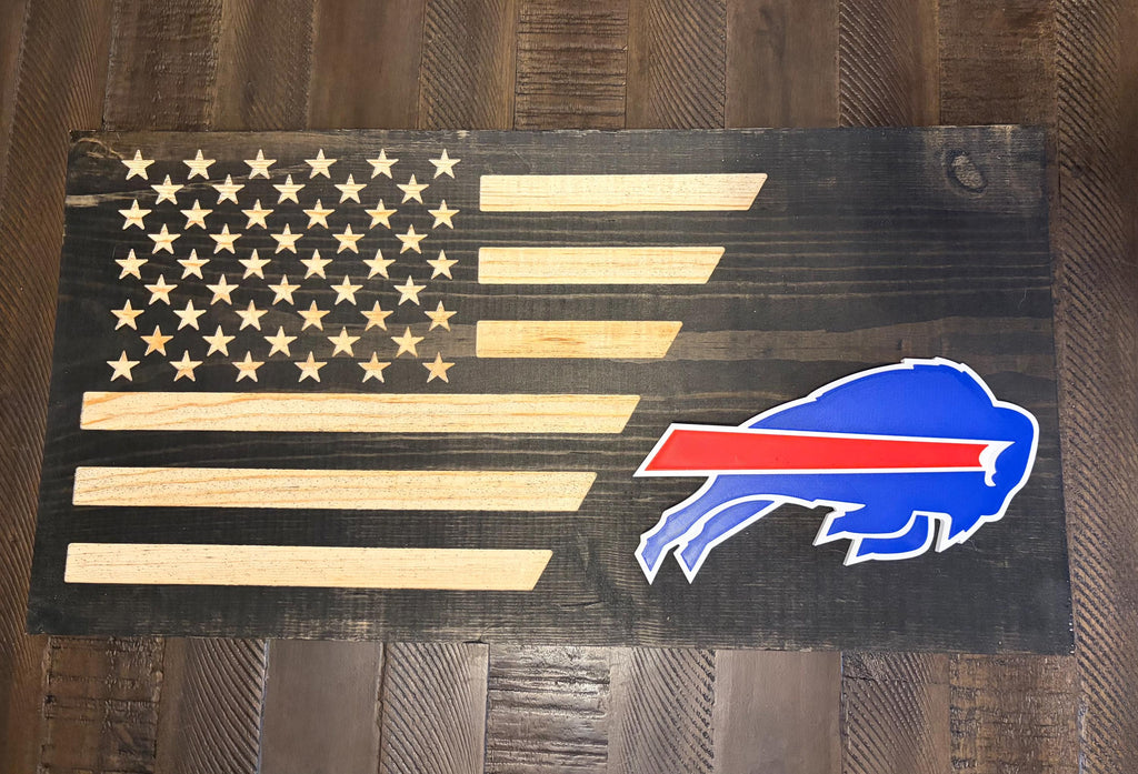 Buffalo Bills 3D Rustic Wooden Flag