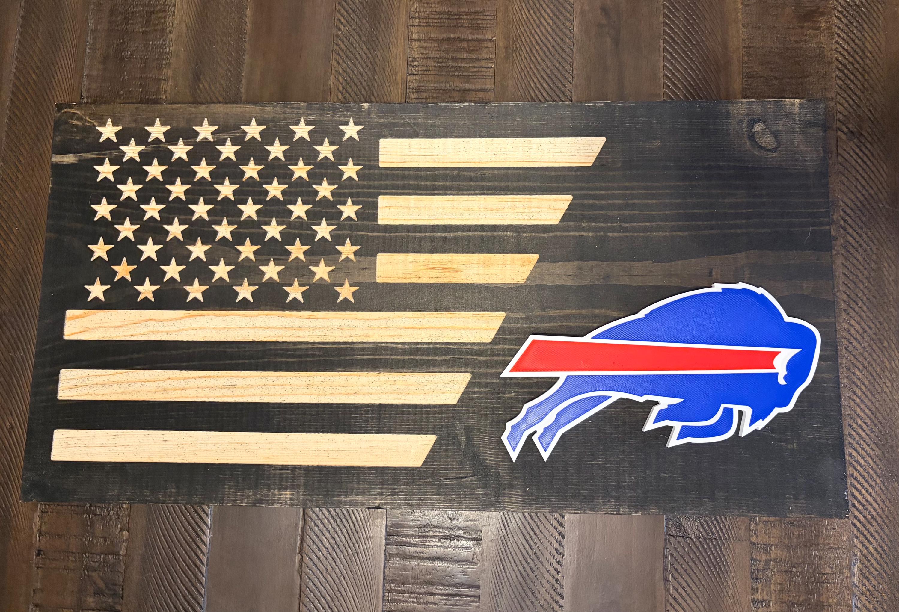 Buffalo Bills 3D Rustic Wooden Flag