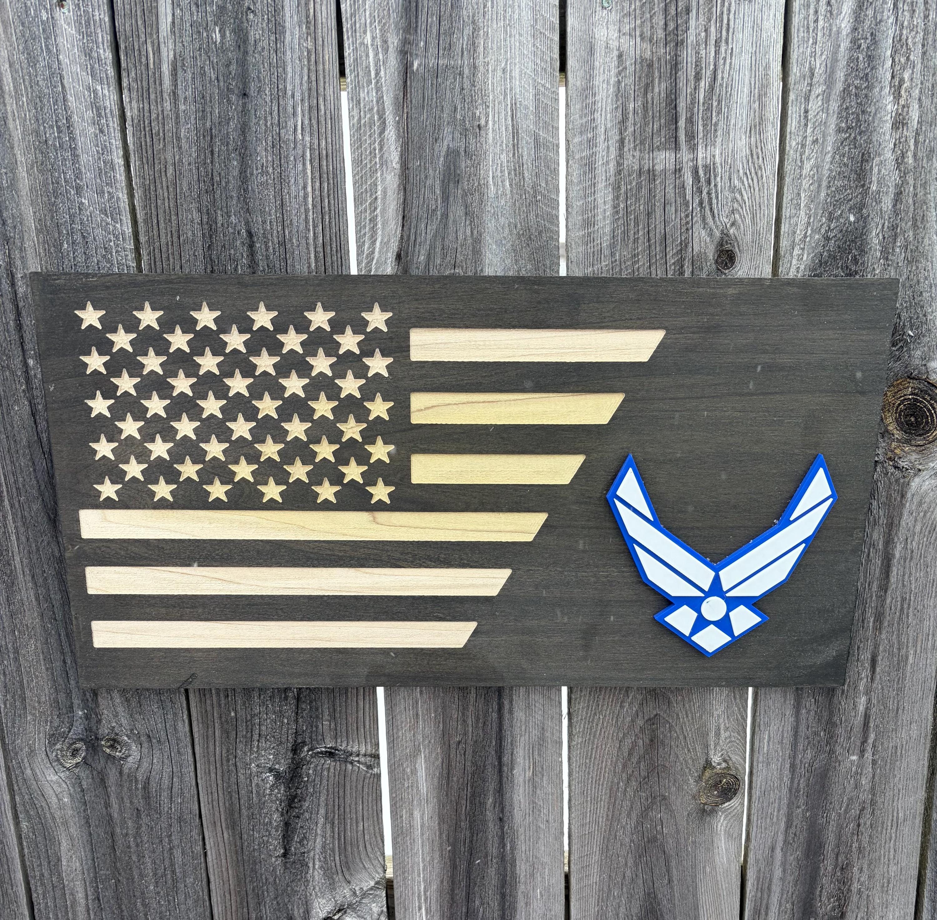 3D US Air Force Wooden Flag