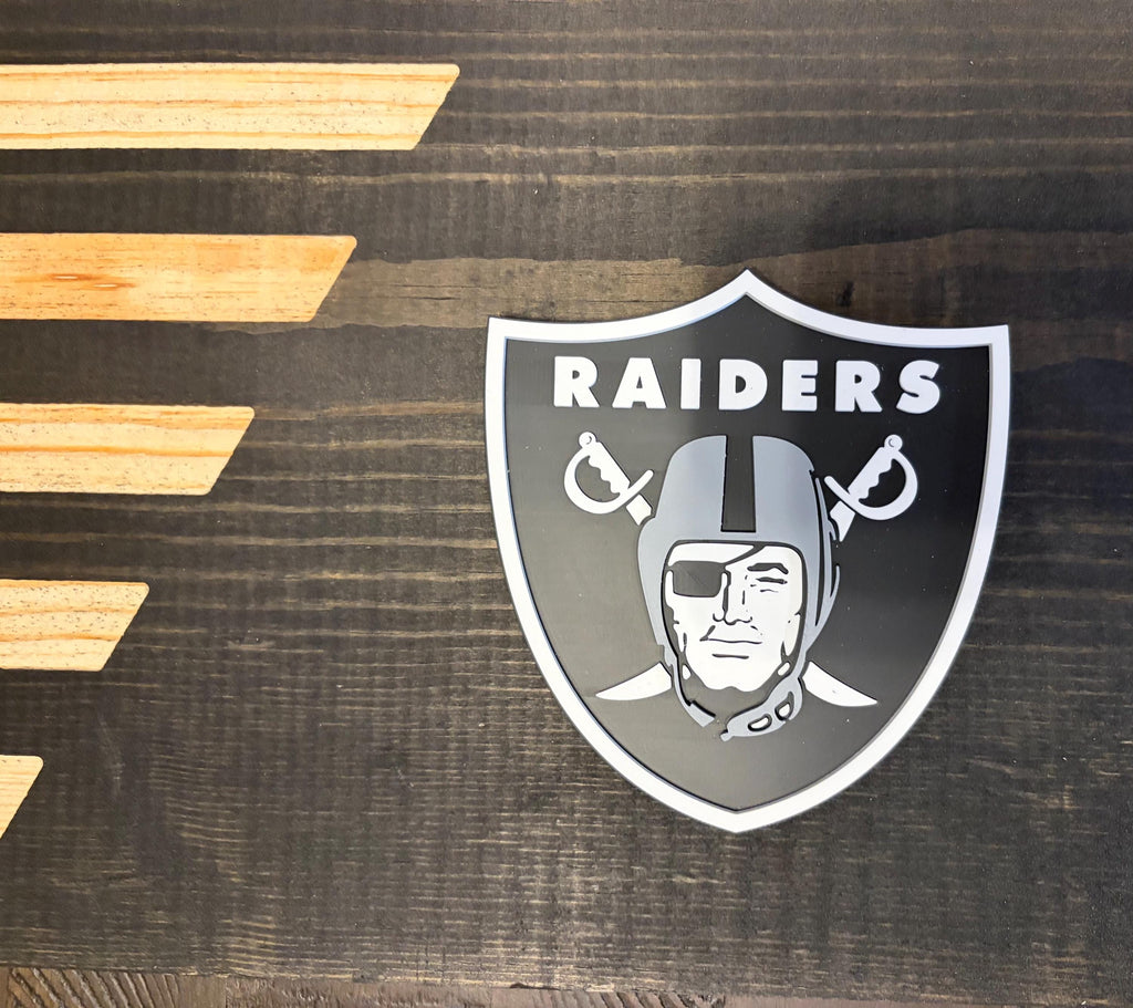 Raiders  3D Rustic Wooden Flag