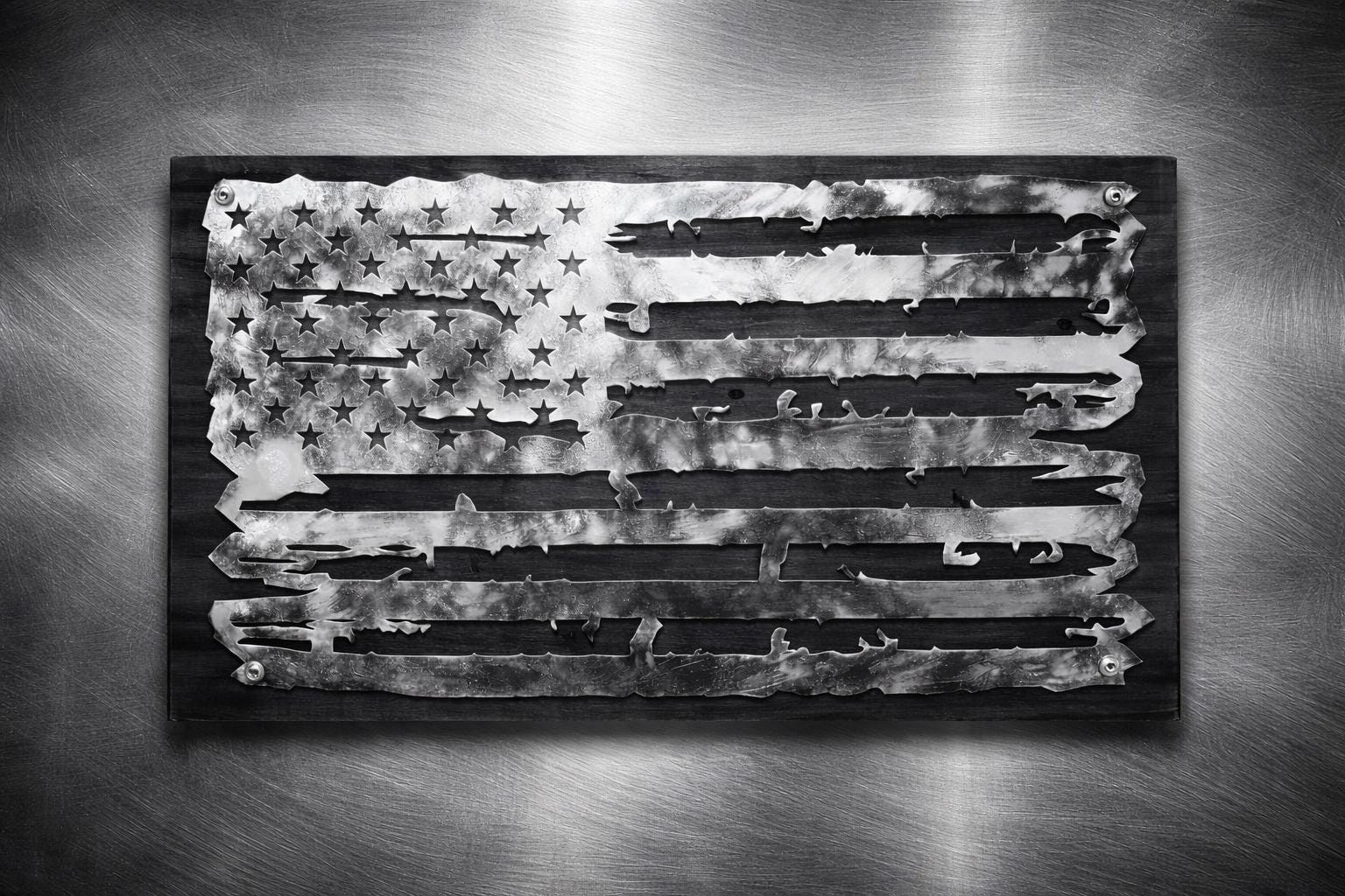 The Forged Line Distressed Steel American Flag Wall Art