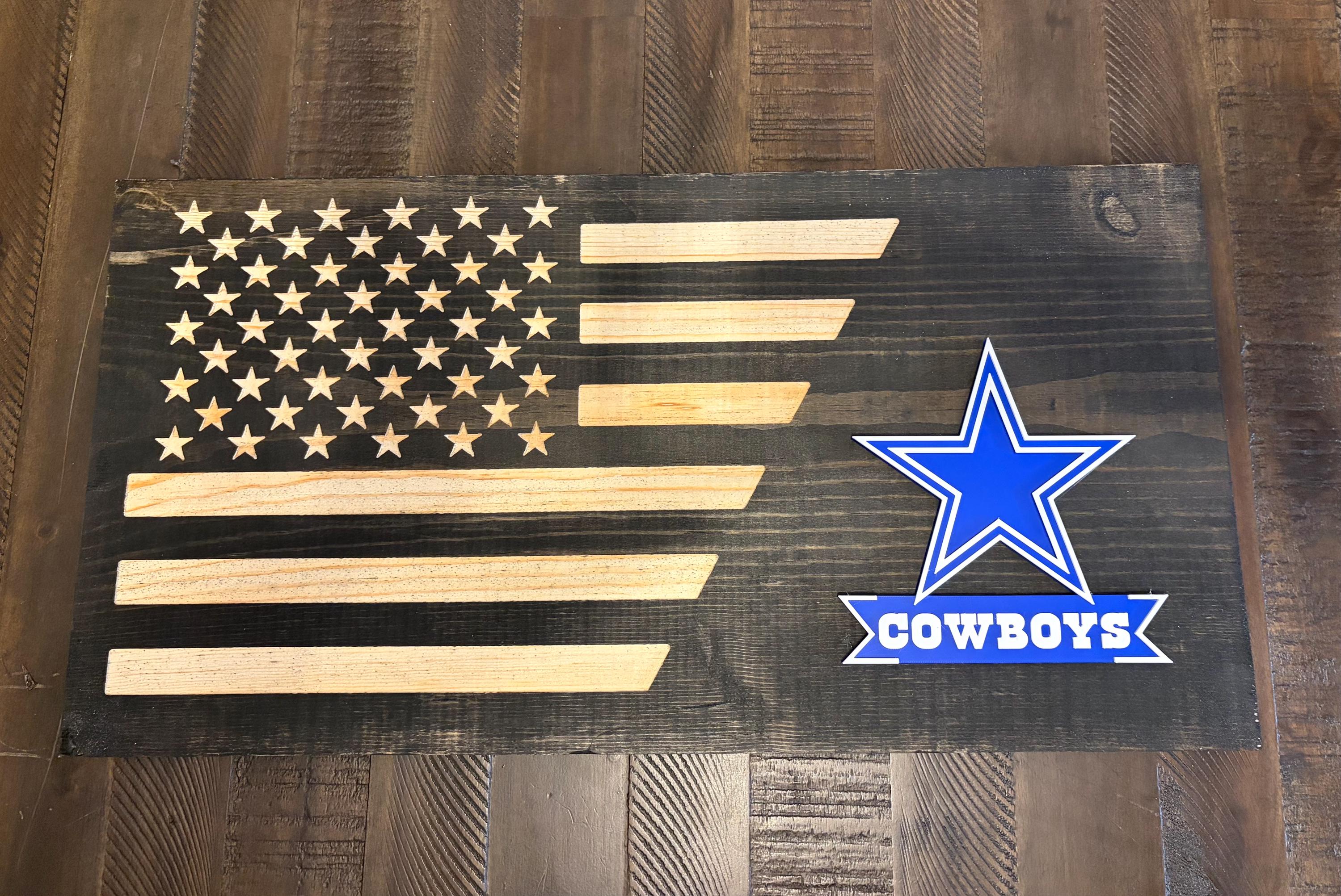 Dallas Cowboys 3D Rustic Wooden Flag