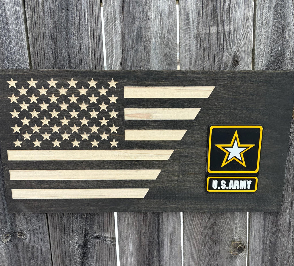 Rustic Wooden US Army Flag, Veteran Wall Art, Customizable