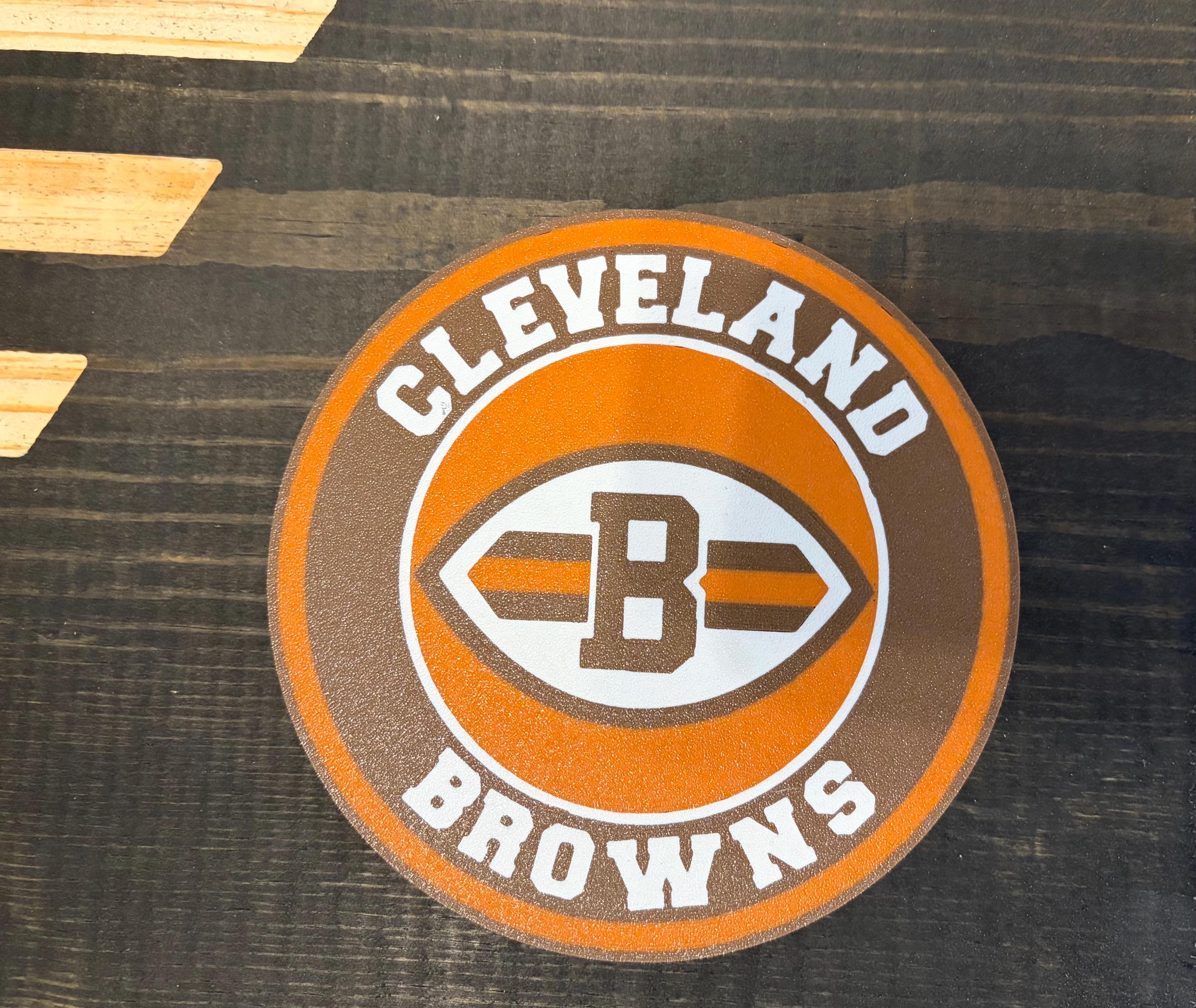 Cleveland Browns 3D Rustic Wooden Flag