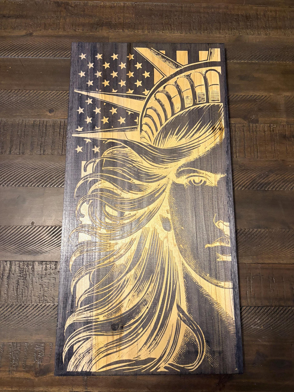 Lady Liberty Wooden Flag Art