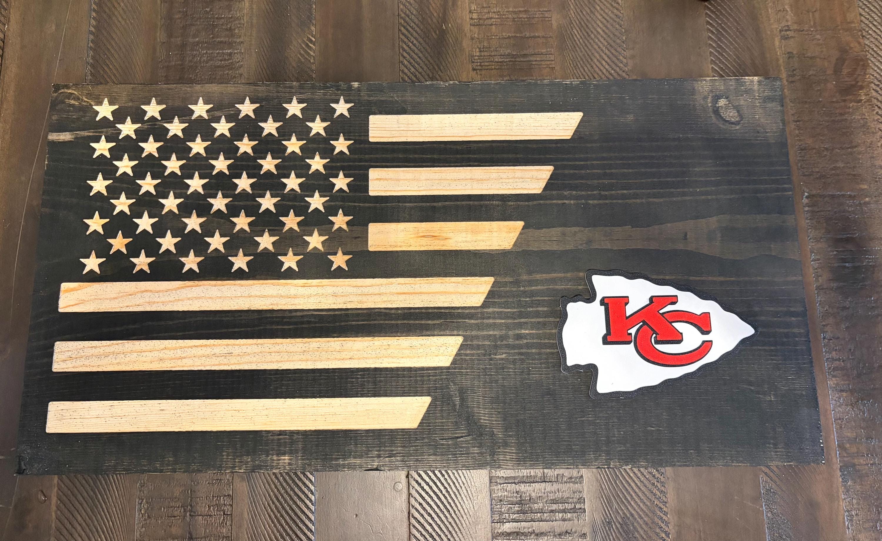 Kansas City Chiefs 3D Rustic Wooden Flag