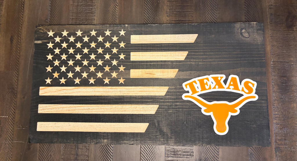 Texas Longhorns 3D Rustic Wooden Flag