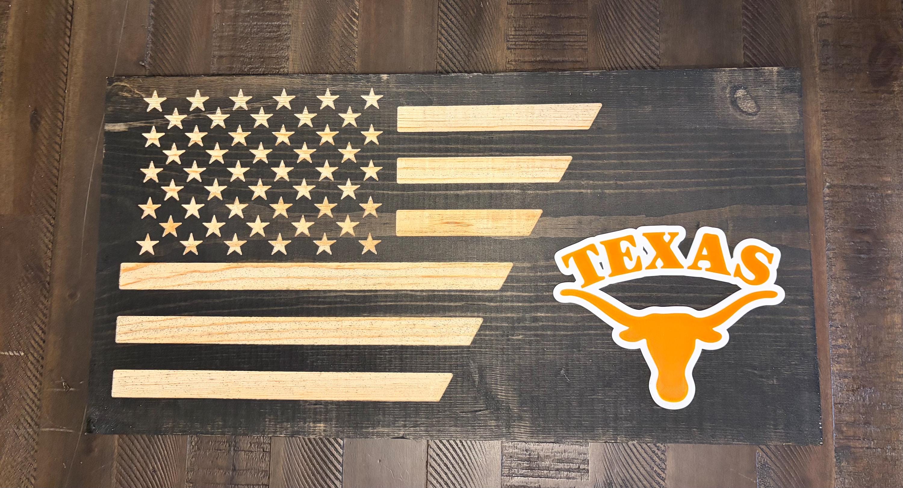 Texas Longhorns 3D Rustic Wooden Flag